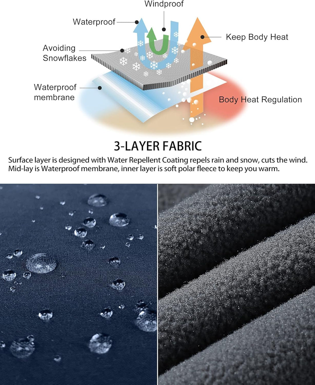 33,000ft Outdoorhose Herren Softshellhose Wasserdicht Winddicht Skihose Warm Fleece Gefüttert Arbeit