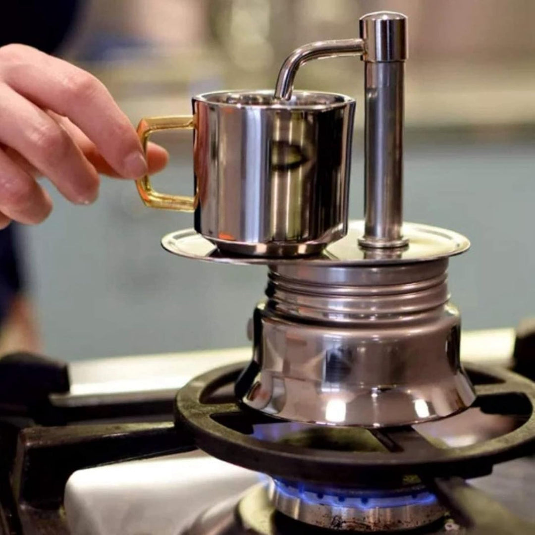 Espressokocher mit Einem Auslauf, Edelstahl Kaffeekanne Leichte Cafémaschine, Outdoor Camping Kaffee