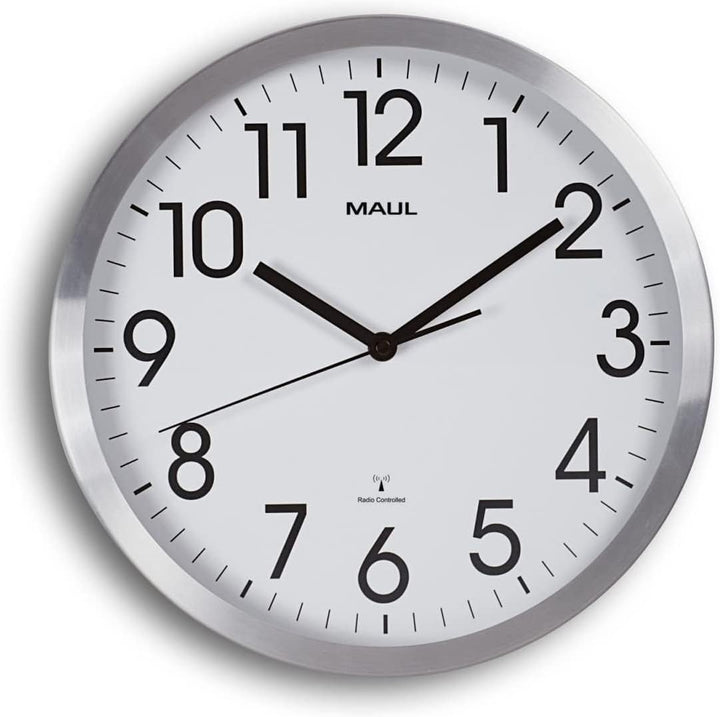 Maul Funkwanduhr MAULmove Ø 30cm | Elegante Wanduhr aus Mineralglas | automatische Zeiteinstellung |