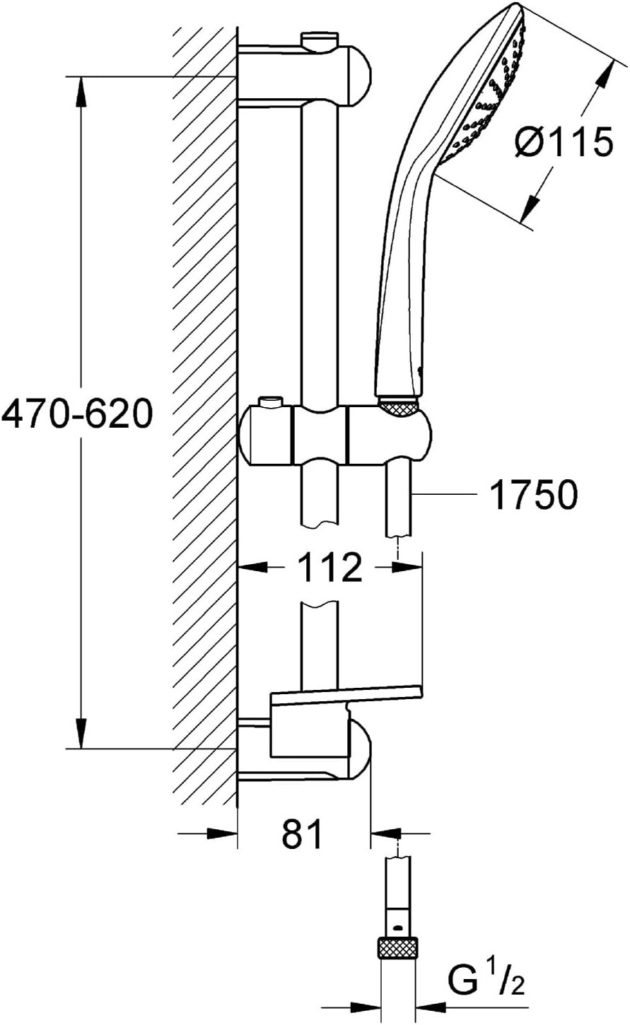 GROHE Euphoria 110 Mono - Brausestangenset (1 Strahlart, langlebigeOberfläche, Antikalk-System), chr