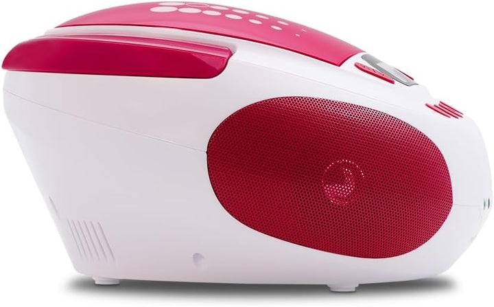Metronic CD-Player für Kinder, MP3, Pop Pink, mit USB-Port, Stromversorgung oder Batterien, Weiss un