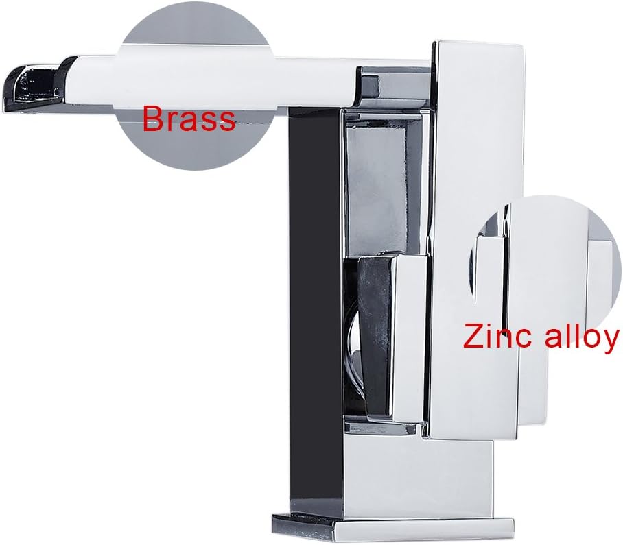 Badarmatur Waschbecken Wasserfall LED Bad Mischbatterie Einhebelmischer Waschbecken für Dusche (Silb