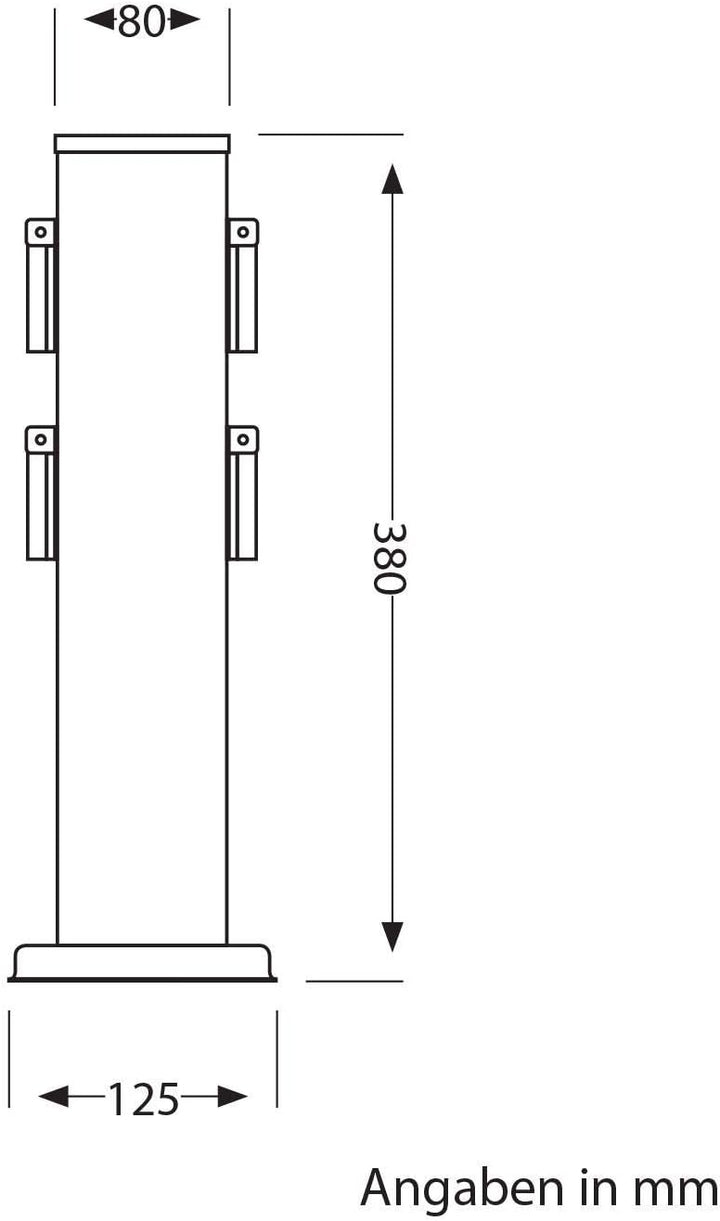 ledscom.de Garten Steckdosensäule Polly, Outdoor, IP44, 4-Fach, Edelstahl, eckig, 38 cm, 2 STK. 2 St