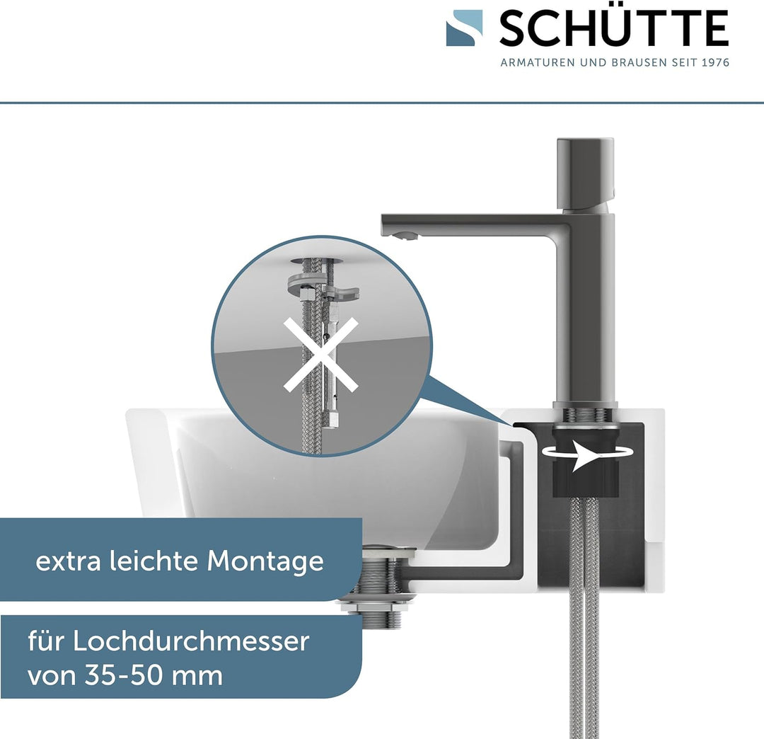 Schütte 33612 NEW YORK Waschtischarmatur mit Ablaufgarnitur, Mischbatterie mit Pop-Up Ventil, Badarm