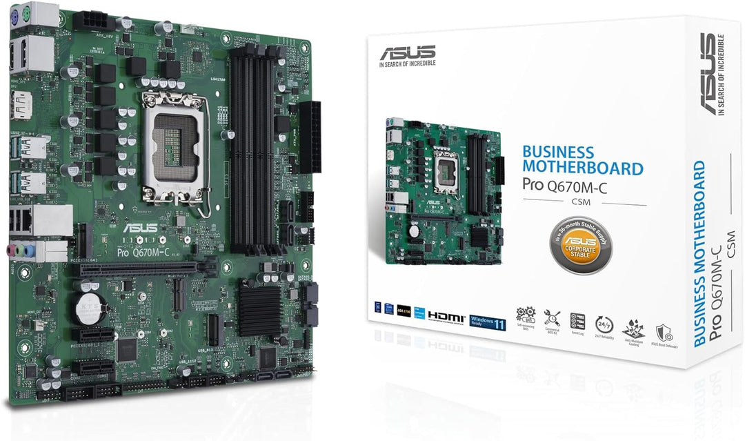 ASUS Pro Q670M-C-CSM Business-Mainboard Sockel Intel LGA 1700 (Micro-ATX, PCIe 4.0, DDR5, Intel-vPro
