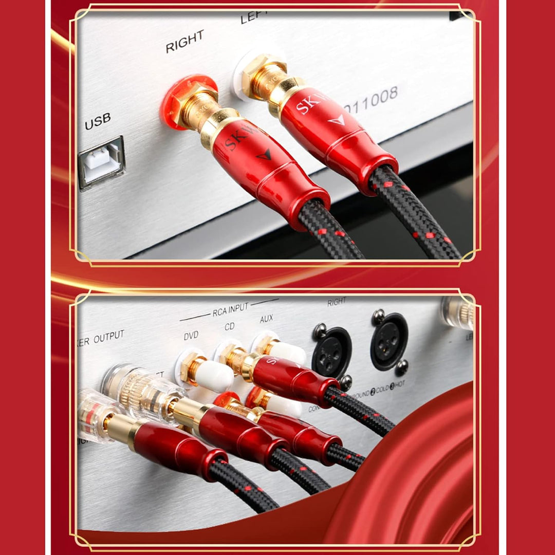 SKW Cinch Audio Kabel, OFC Kupfer - Dual geschirmt 2 x Cinch zu 2 x Cinch Kabel - analog Stereo Audi