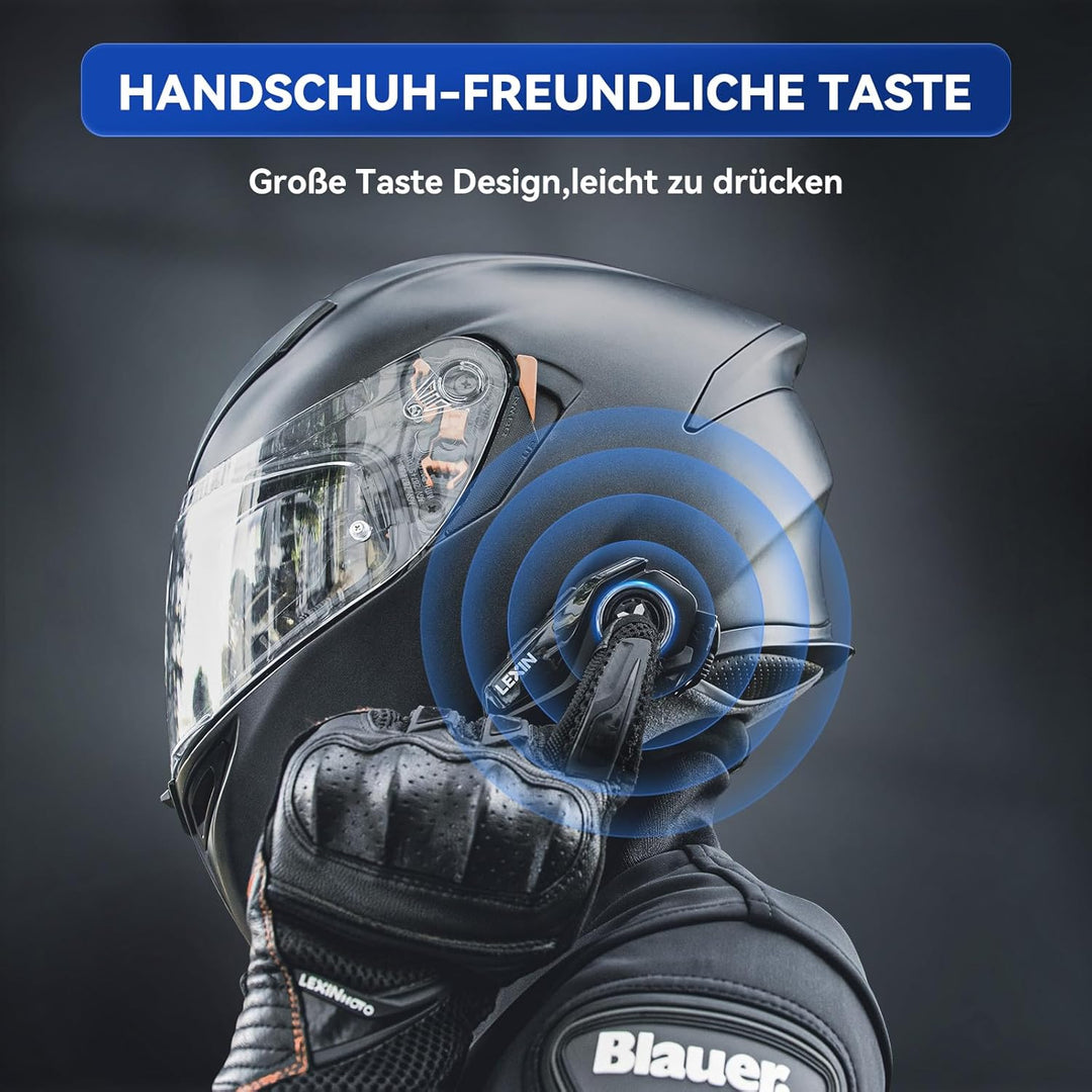 LEXIN G2 2X Motorrad Bluetooth Headset, Helm Kommunikationssystem für 2 bis zu 6 Personen in Reichwe