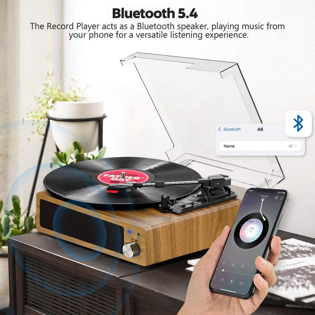 Plattenspieler, FYDEE Vinyl Plattenspieler Bluetooth Schallplattenspieler Vintage Turntable mit Eing