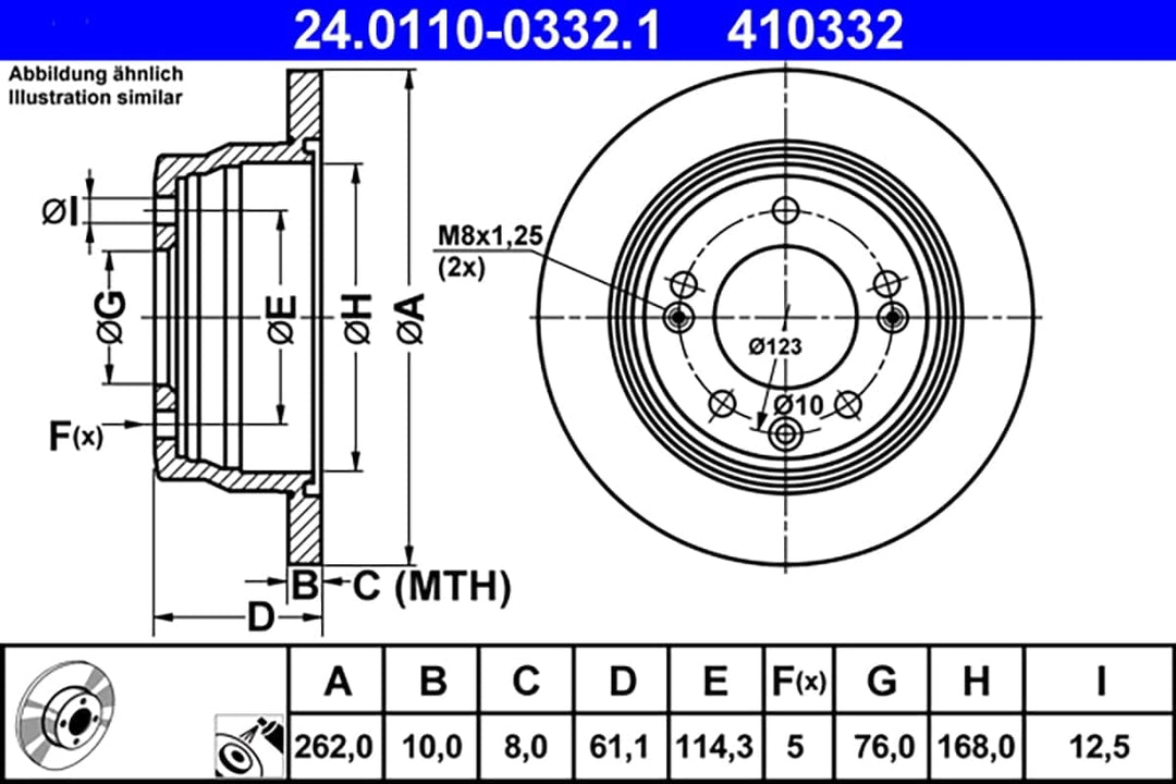 ATE Original Bremsscheibe - 2 Bremsscheiben - 24.0110-0332.1 - ECE-R90 Strassenzulassung