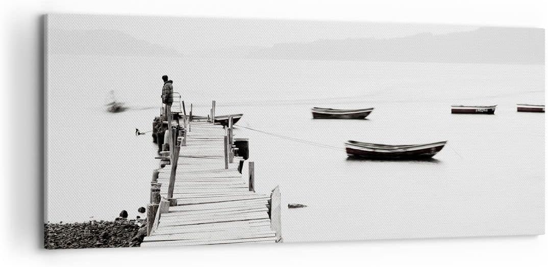 Panorama Bilder auf Leinwand 100x40cm Leinwandbild Fussgängerbrücke See hongkong Gross Wanddeko Bild