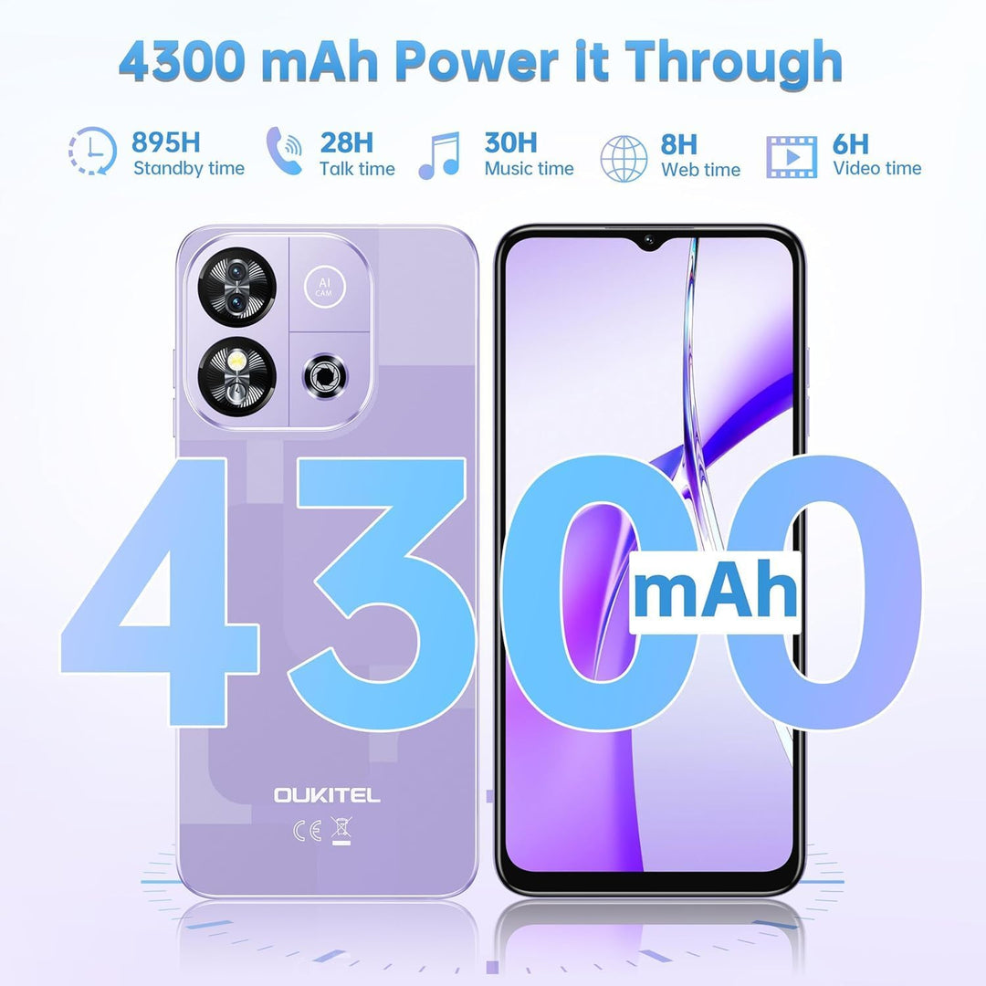 OUKITEL C57S Android 14 Smartphone Ohne Vertrag 4G - 8GB+64GB/128GB Handy Günstig, Octa Core, 6,52 Z