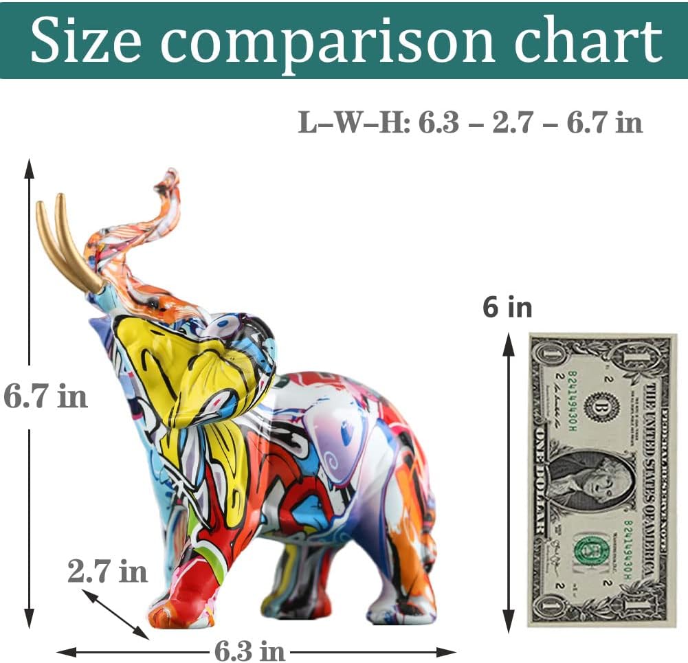 Elefanten-Dekoration, kreative Graffiti-Elefantenfiguren, Kunstharz, bunte Elefantenstatuen, Heimdek