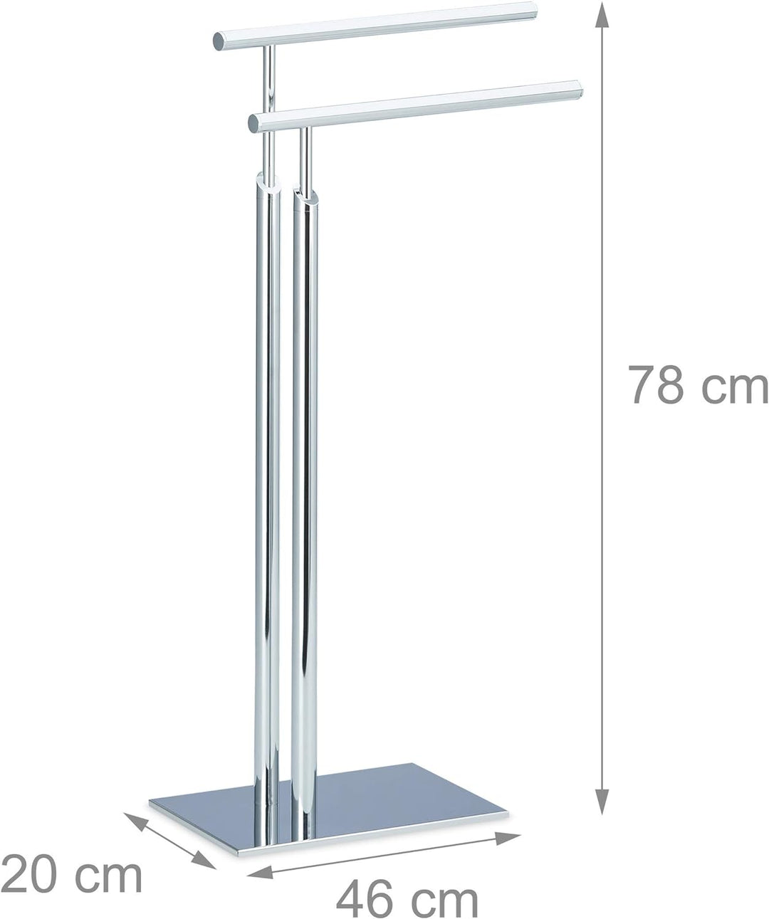 Relaxdays Handtuchhalter stehend PAGNONI, Handtuchständer 2-armig, HBT 78 x 46 x 20 cm, Standhandtuc