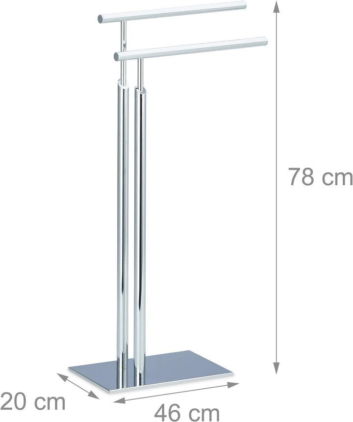 Relaxdays Handtuchhalter stehend PAGNONI, Handtuchständer 2-armig, HBT 78 x 46 x 20 cm, Standhandtuc