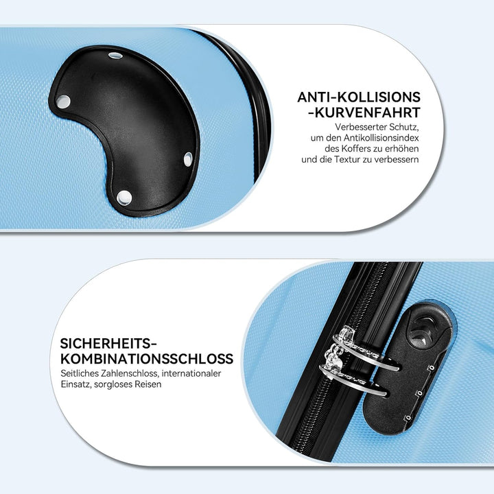 BEIBYE Hartschalen-Koffer Trolley Rollkoffer Reisekoffer Handgepäck 4 Rollen (M-L-XL-Set) (Glacial B