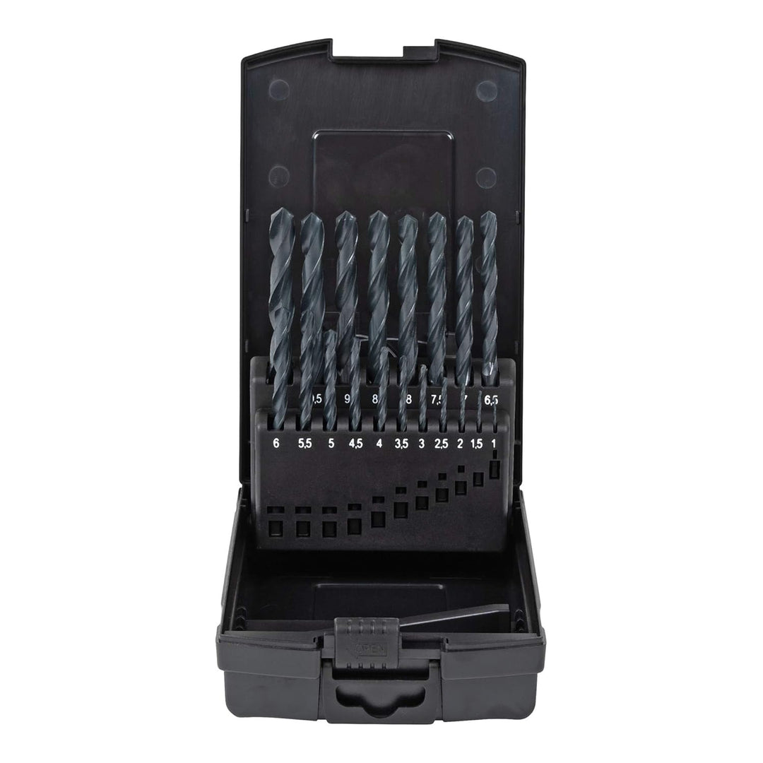 STIER Spiralbohrer Set HSS-R, 19-teilig, Basic Metallbohrer Satz, Stahlbohrer Satz, rollgewalzt, zyl