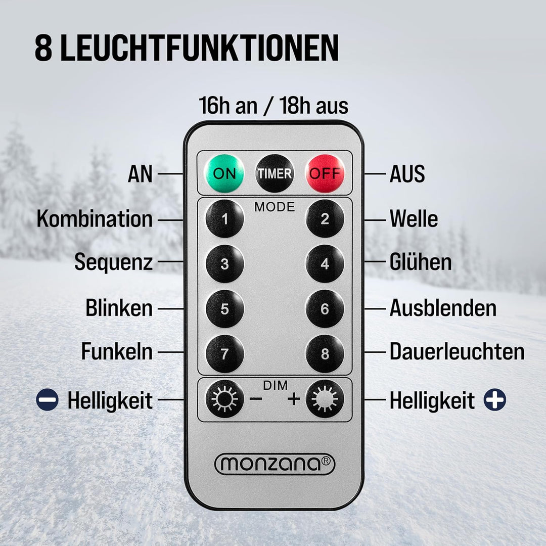 MONZANA® LED Weihnachtsmann Leiter XXL 240cm In-/Outdoor Timer 8 Leuchtfunktionen Fernbedienung dimm