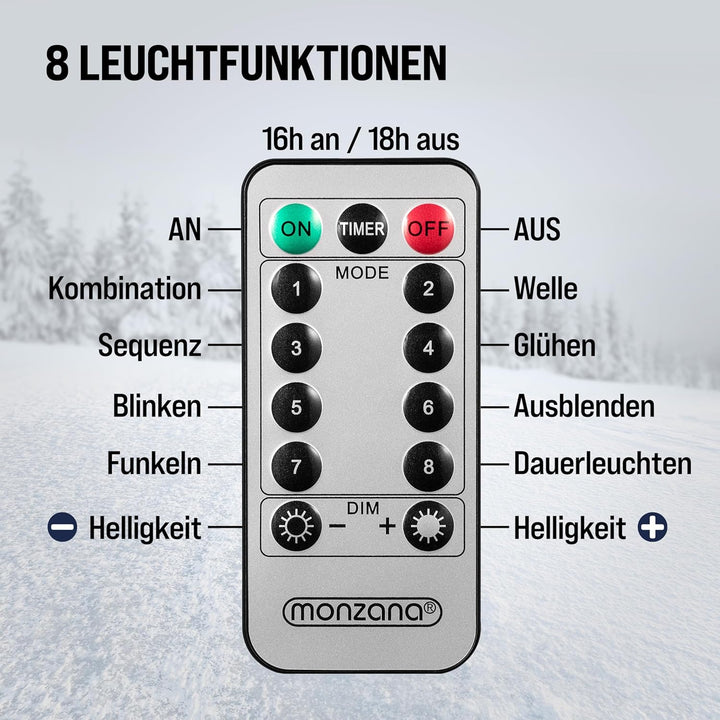 MONZANA® LED Weihnachtsmann Leiter XXL 240cm In-/Outdoor Timer 8 Leuchtfunktionen Fernbedienung dimm