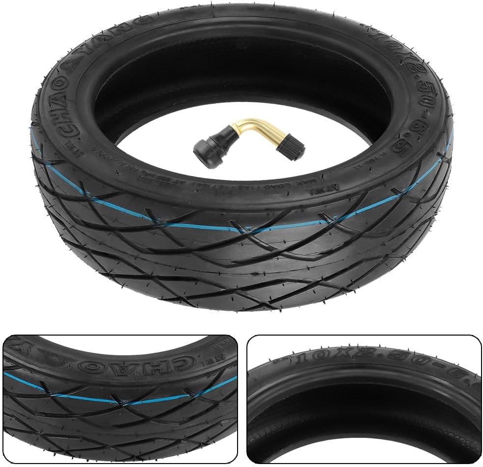 Elektroroller-Reifen, 10 Zoll schwarzer Gummi 10x2.50-6.5 Tubeless Reifen Kit, geeignet für 60/70-6.