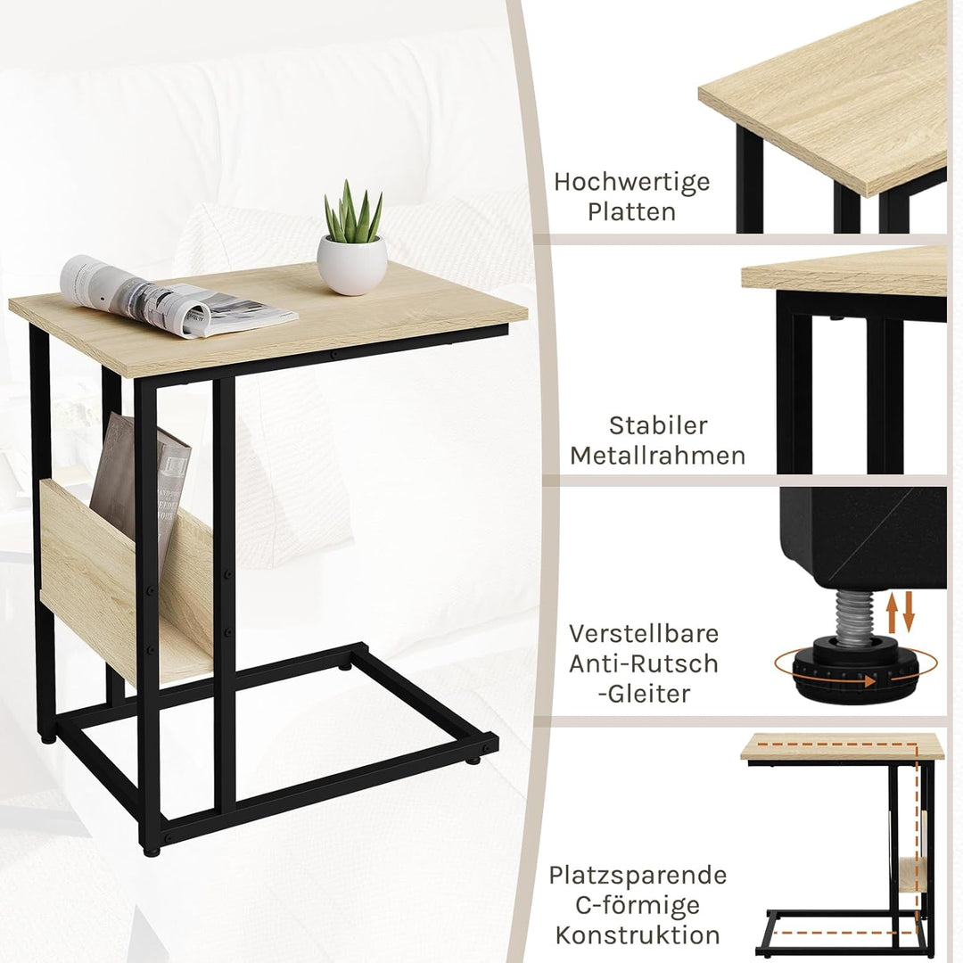 WOLTU Beistelltisch Kaffeetisch Couchtisch Sofatisch Nachttisch Betttisch Laptoptisch, Gestell aus M