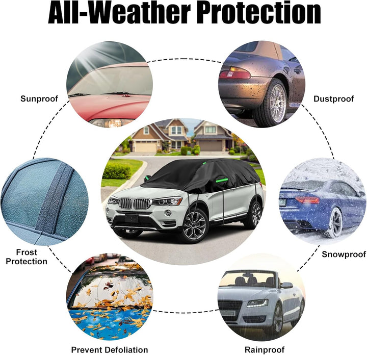 Opaltool Auto Schwarzes Halbgarage für BMW X3 2003-2024, SWB 300D Soft Windschutzscheibe Abdeckung H