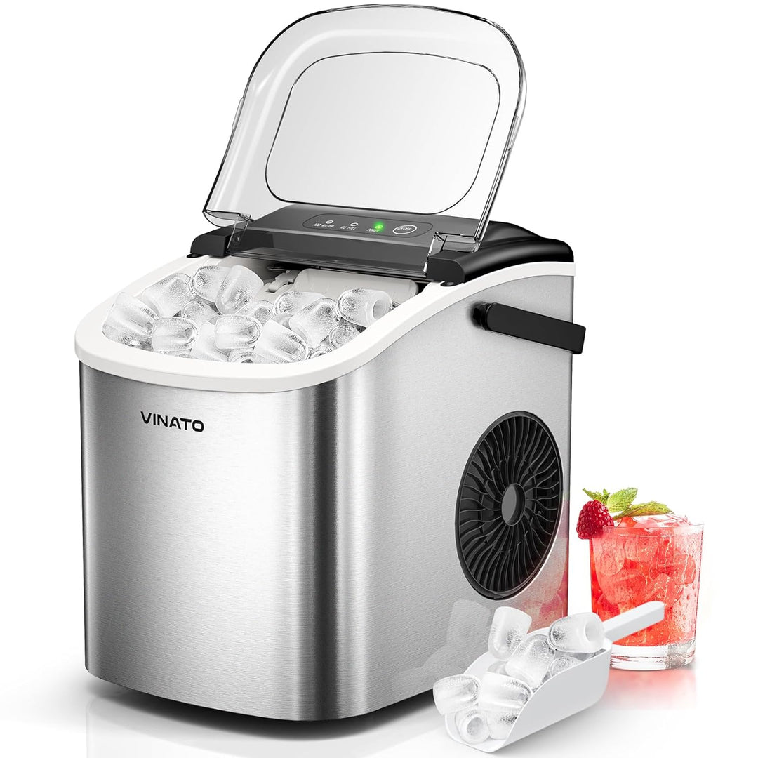 VINATO Eiswürfelmaschine, Eiswürfelmaschine Klein, 9 Eiswürfel in Nur 6-8 Minuten, Tragbar Ice Cube