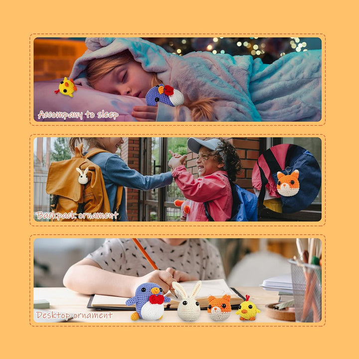 Coopay Häkelset für Anfänger, Komplettes Häkelset mit 4 Verschiedene Tier-Häkelanleitungen (Pinguin/