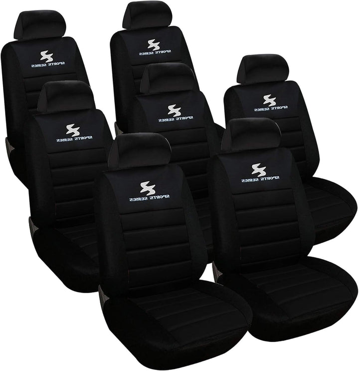 WOLTU AS7254-7 7er Sitzbezüge Auto Einzelsitzbezug universal Grösse, Komplettset, schwarz, Schwarz