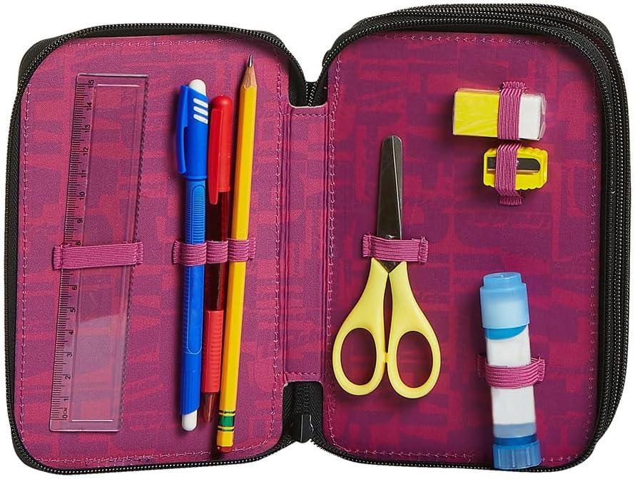 Invicta Federmäppchen, Mäppchen, mehrfarbig, Federtasche für Schreibwaren, Etui mit Stiften, Kugelsc