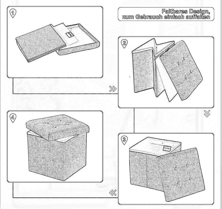 WOLTU 2er Set Sitzhocker mit Stauraum Sitzwürfel Sitzbank Faltbar Truhen Aufbewahrungsbox, Deckel Ab