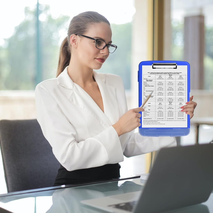 ZCZN Klemmbrett a4 mit Deckel, Schreibbrett mit Aufbewahrung, Kunststoff-Schreibbrett für Schule, In