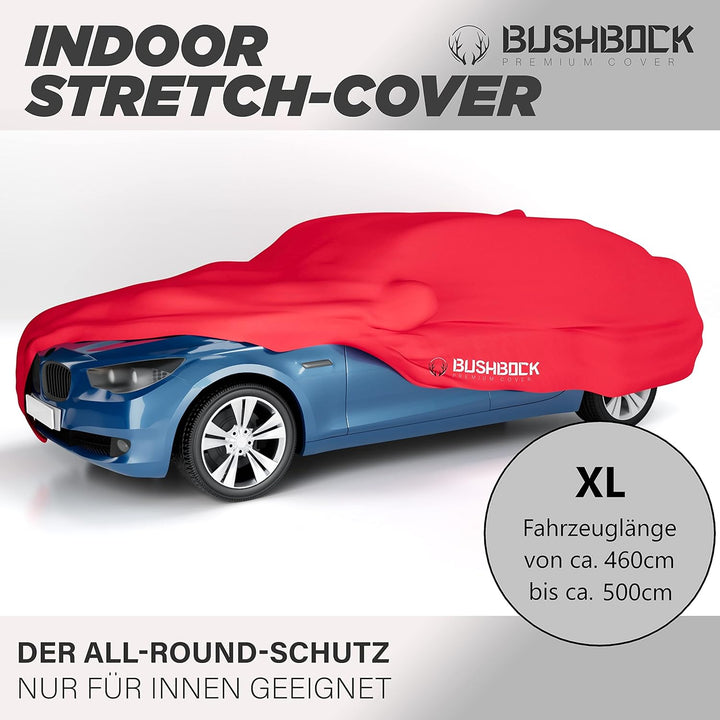 BUSHBOCK® Premium Autoabdeckung Indoor - Satin Schutzhülle Stoff - Abdeckplane Autoplane Autogarage