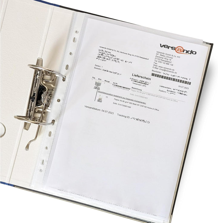 versando 1.000x A4 Prospekthüllen Economy mit Heftrand Klarsichthüllen genarbt transparent 45my (10x