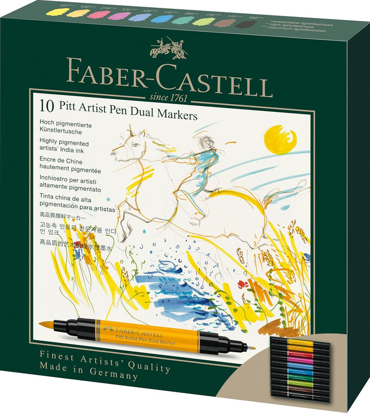 Faber-Castell 162010 - Pitt Artist Pen Dual Marker Tuschestift, mit zwei Spitzen, eine Pinselspitze