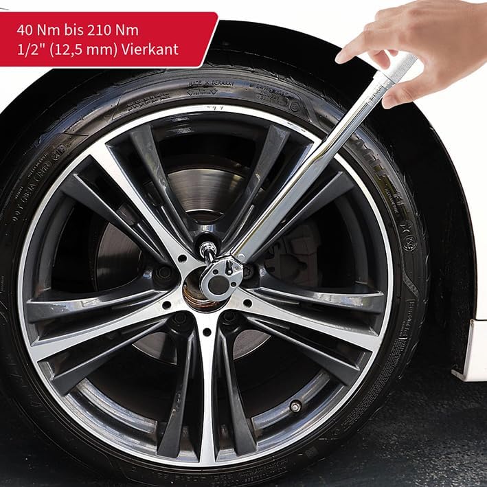 UNITEC Drehmomentschlüssel, Einstellbar von 40 bis 210 Nm, Antrieb 1/2" Vierkant, mit Stecknüssen 17