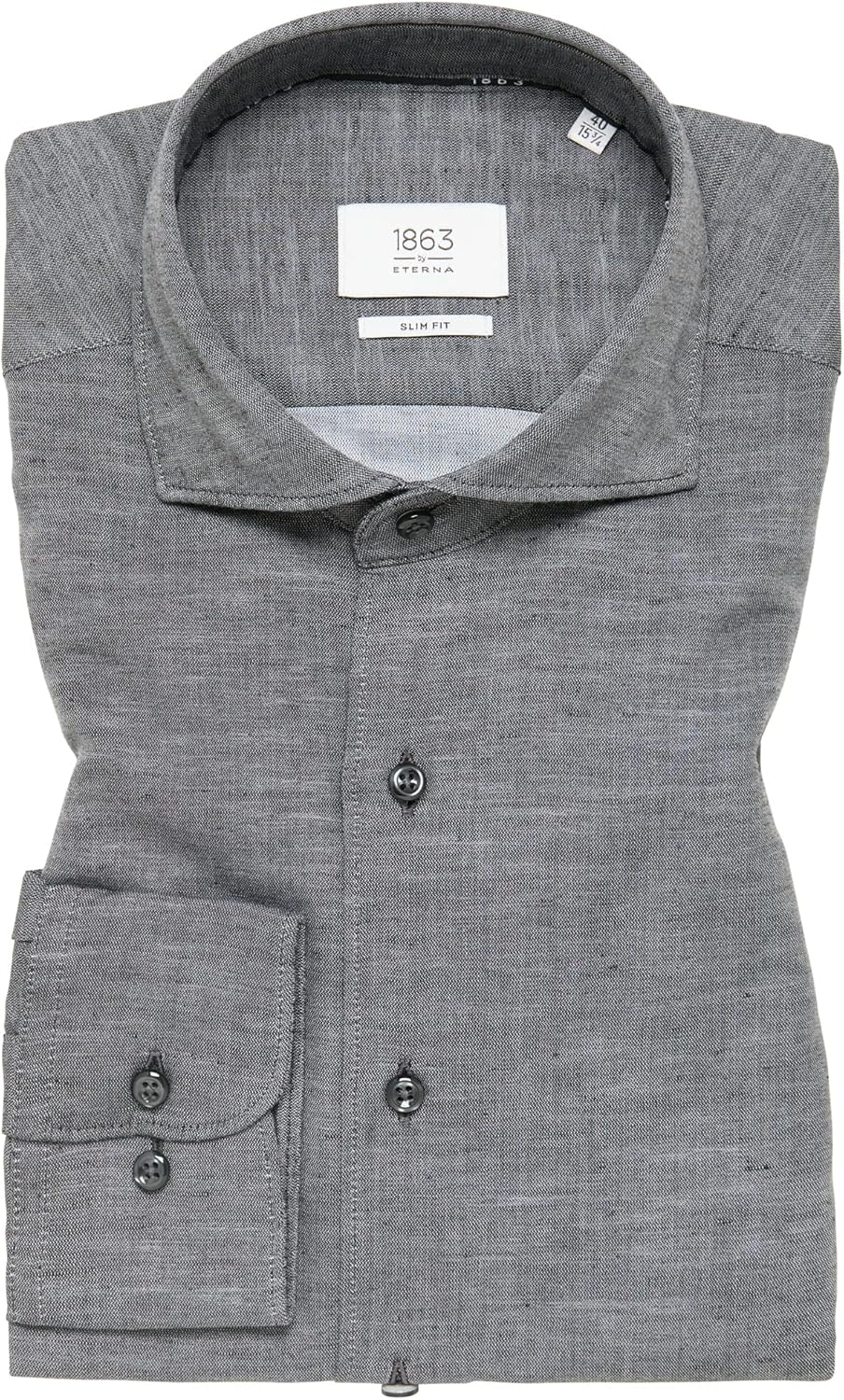 ETERNA Herren Linen Shirt Slim FIT 34 Schwarz, 34 Schwarz