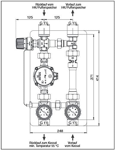 Oventrop Kessel-Anbindesystem Regumat RTA-180 DN 25 mit Wilo-Pumpe Yonos Para 25/6