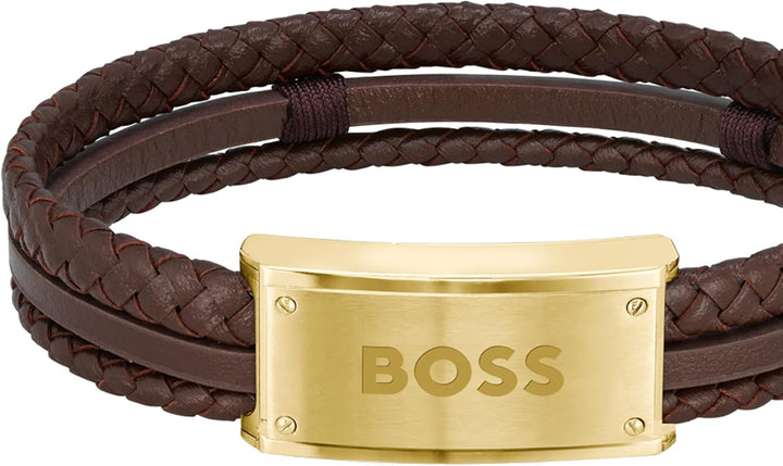 BOSS Jewelry Lederarmband für Herren Kollektion GALEN Brown, Brown