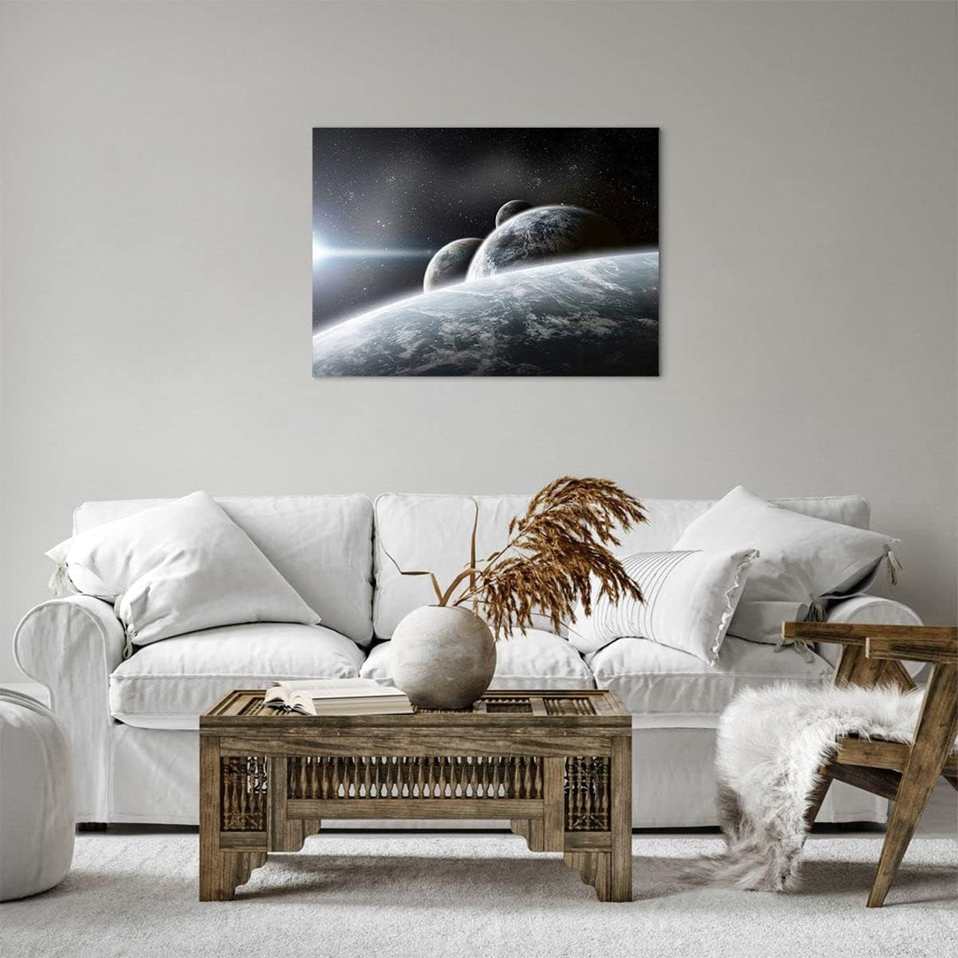 ARTTOR Bilder auf Leinwand Planeten Kosmos Sterne Leinwandbild 70x50cm Wandbilder Dekoration Wohnzim
