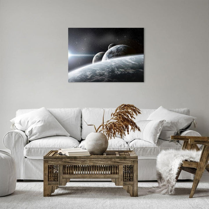 ARTTOR Bilder auf Leinwand Planeten Kosmos Sterne Leinwandbild 70x50cm Wandbilder Dekoration Wohnzim