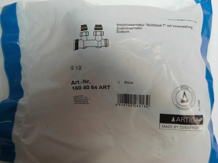 Oventrop Multiblock T Anschlussarmatur Eckform mit Voreinstellung DN 15 (1/2") 50 mm