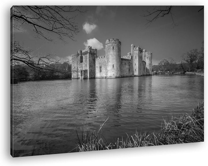 deyoli Verlassene Burg mit Wassergraben Effekt: Schwarz/Weiss Format: 120x80 als Leinwandbild, Motiv