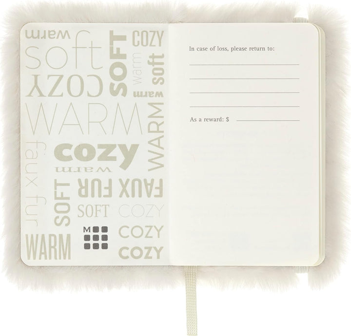 Moleskine - Notizbuch mit Kunstfell, Hardcover und Elastikverschluss, Grösse Extra-Small, Farbe Crem