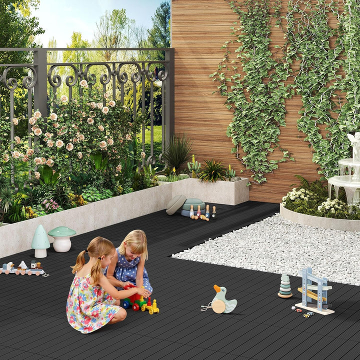 WOLTU WPC Terrassenfliesen Terrassendielen Holz-Optik 30x60cm, Fliese Bodenfliese Klickfliese mit kl