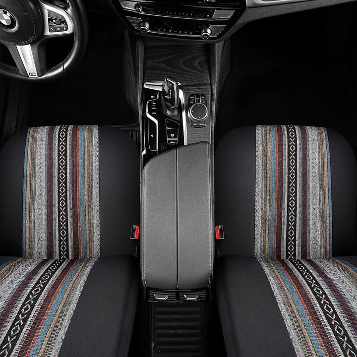 SOBONITO Auto-Sitzbezüge Vordersitze,Baja-Stil,Auto-Sitzschoner,Auto-Schonbezüge,Schweres Deckentuch