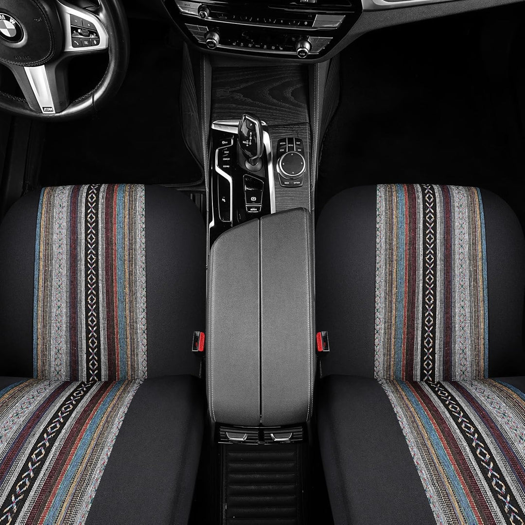 SOBONITO Auto-Sitzbezüge Vordersitze,Baja-Stil,Auto-Sitzschoner,Auto-Schonbezüge,Schweres Deckentuch