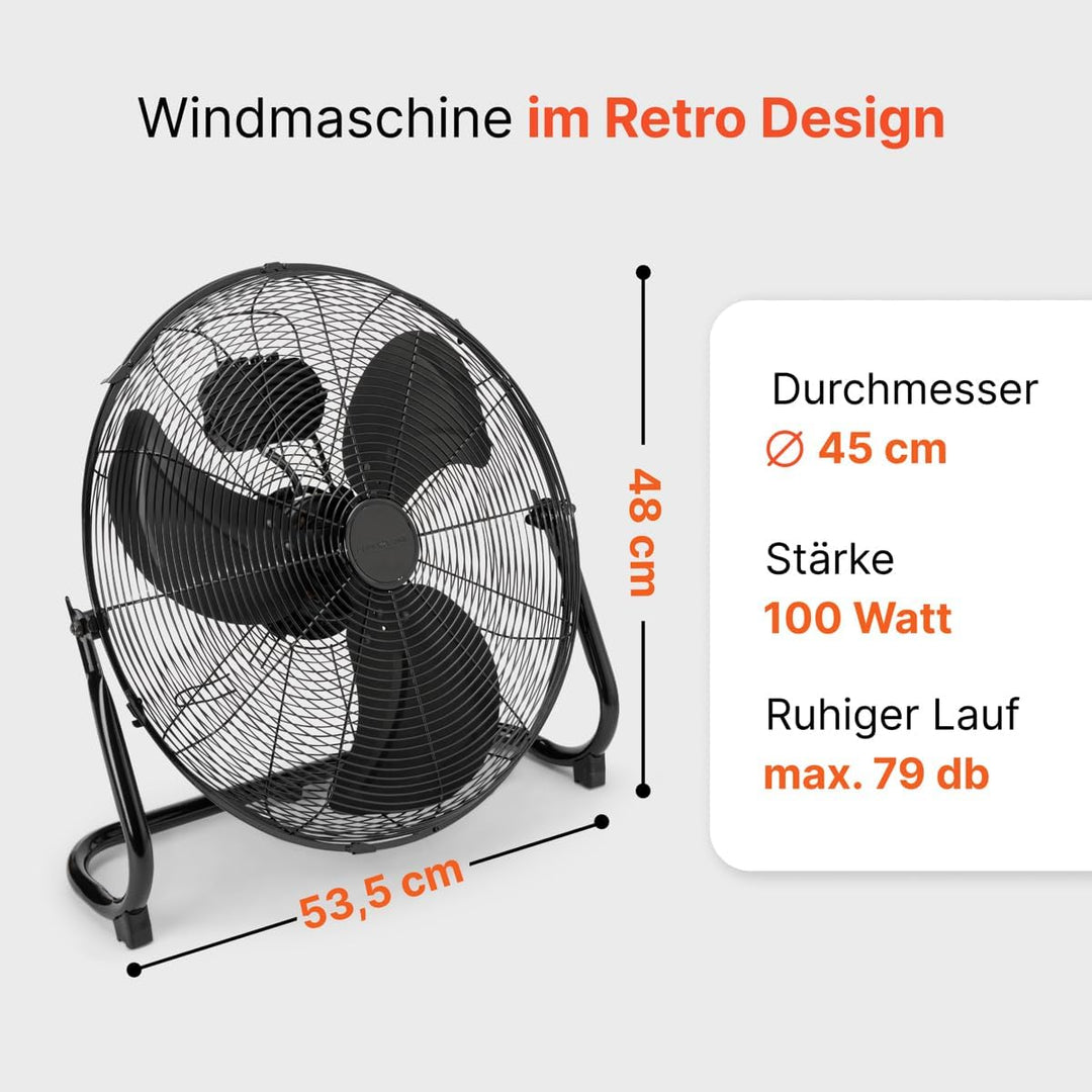 ProfiCare® XL Windmaschine mit 45 cm Ø | Ventilator verstellbarer Winkel | Bodenventilator 3 Stufen