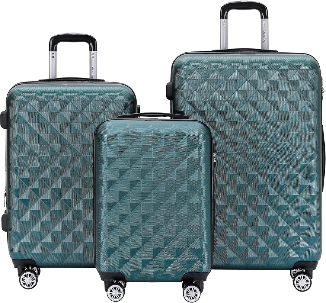 BEIBYE Zwillingsrollen 2066 Hartschale Trolley Koffer Reisekoffer Gepäck M-L-XL-Set (Dunkelgreen, Se