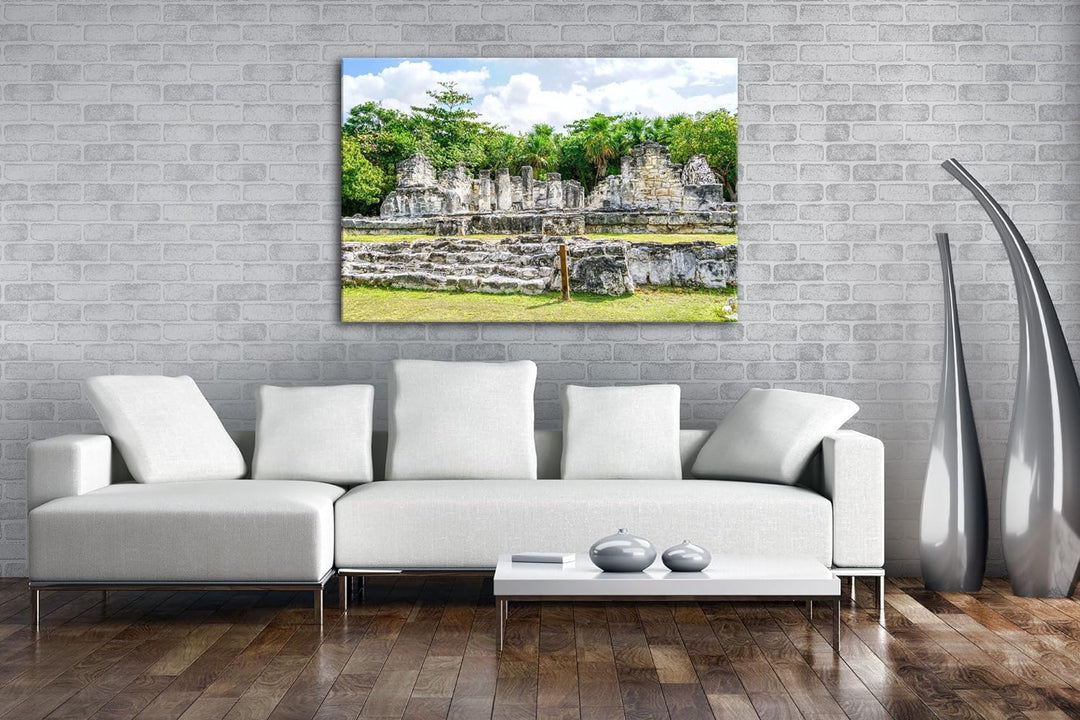 deyoli Ruine eines Tempels in Mexiko Format: 100x70 als Leinwand, Motiv fertig gerahmt auf Echtholzr