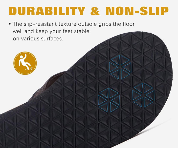 KuaiLu Flip Flops Herren Synthetik Leder Bade Sandalen Comfy Breite Füsse Badelatschen Yoga Schaum S